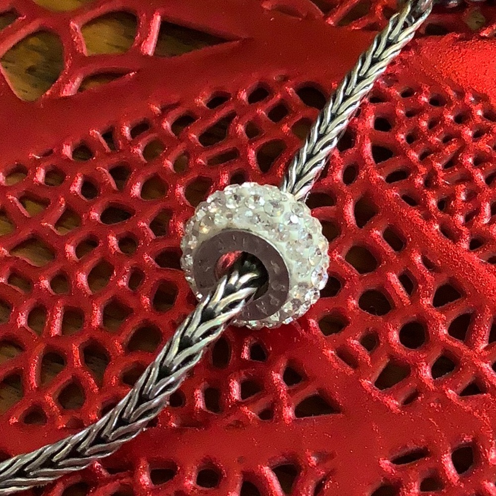 Sparkle Life Bead w Sterling Silver - Clear/White